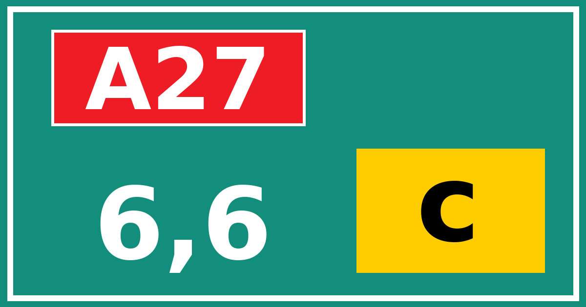 Hectometerbord A27 6,6 letter c