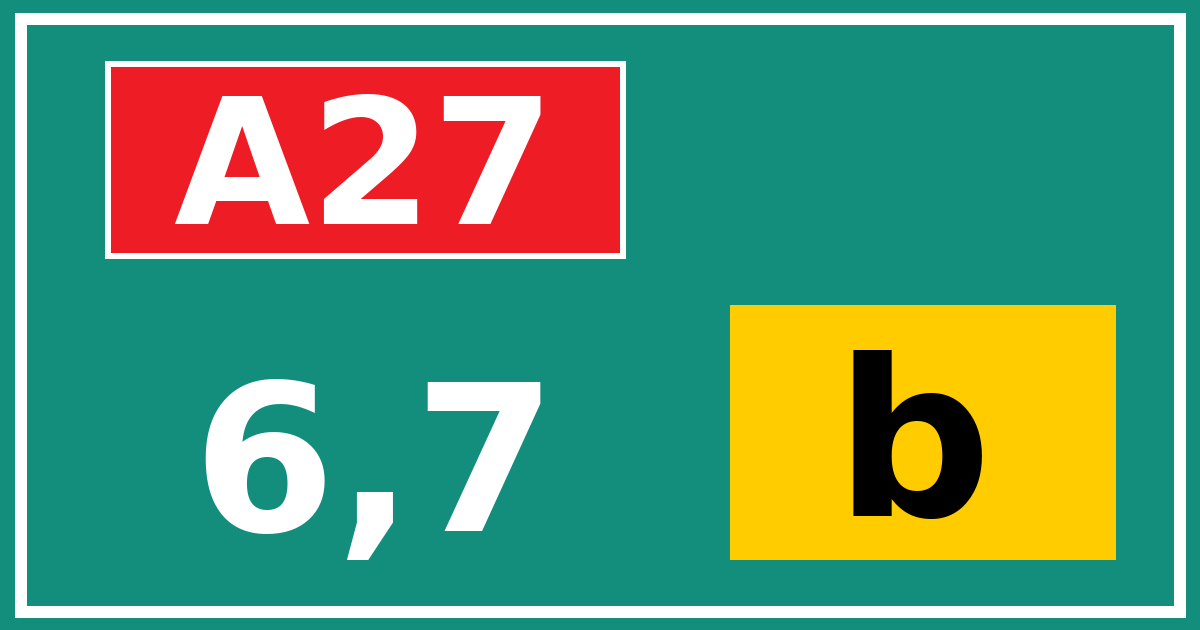 Hectometerbord A27 6,7 letter b