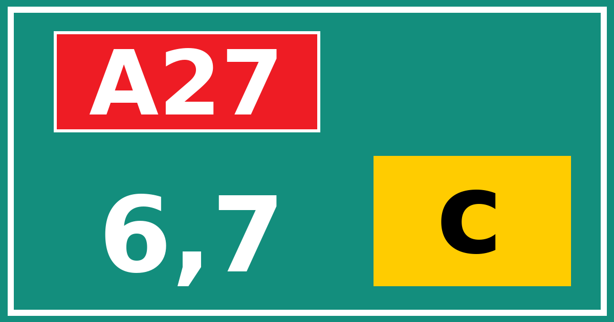 Hectometerbord A27 6,7 letter c