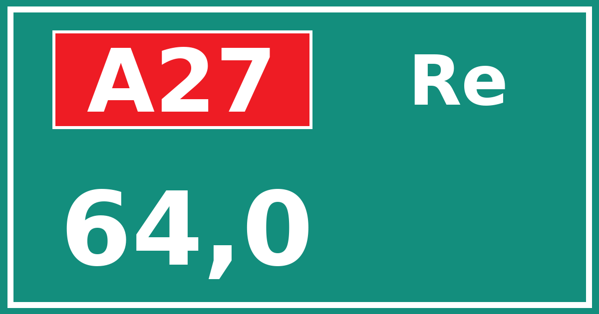 Hectometerbord A27 64,0 zijde Re
