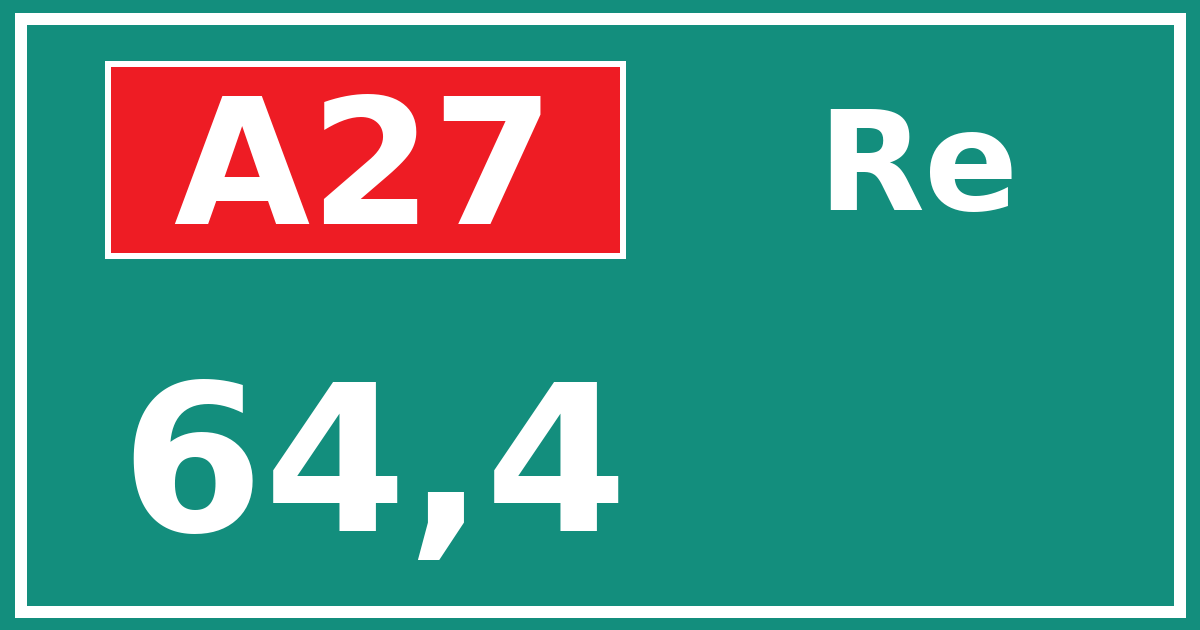 Hectometerbord A27 64,4 zijde Re