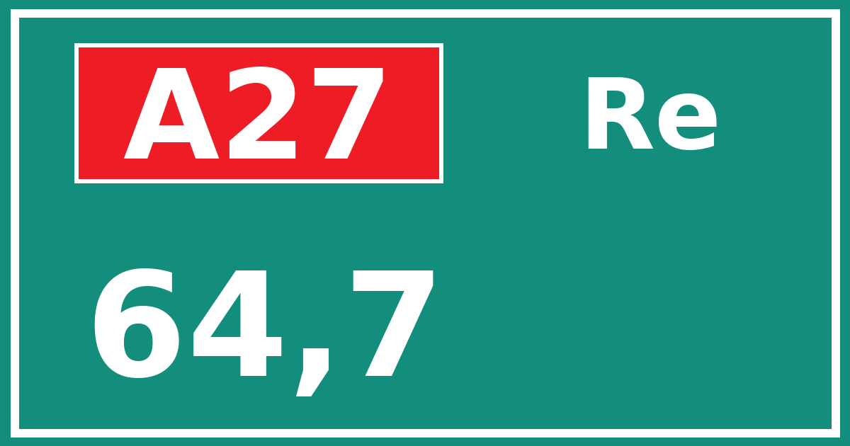 Hectometerbord A27 64,7 zijde Re