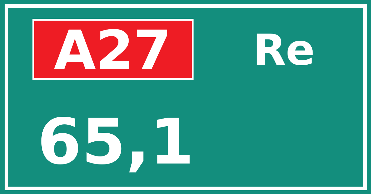 Hectometerbord A27 65,1 zijde Re