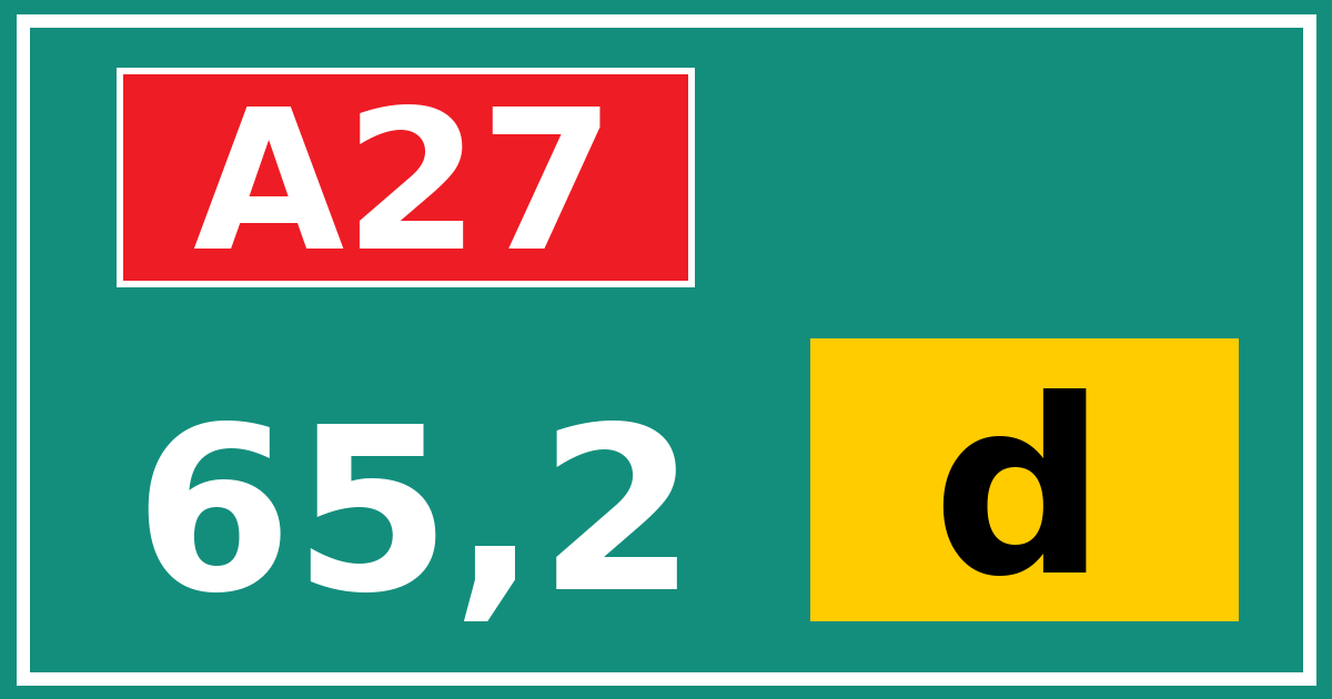 Hectometerbord A27 65,2 letter d