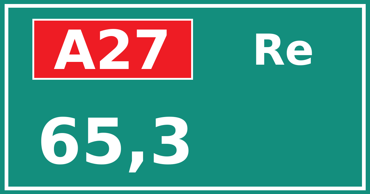 Hectometerbord A27 65,3 zijde Re