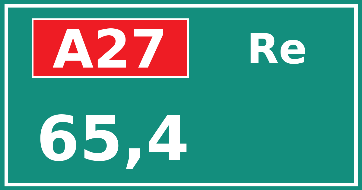 Hectometerbord A27 65,4 zijde Re