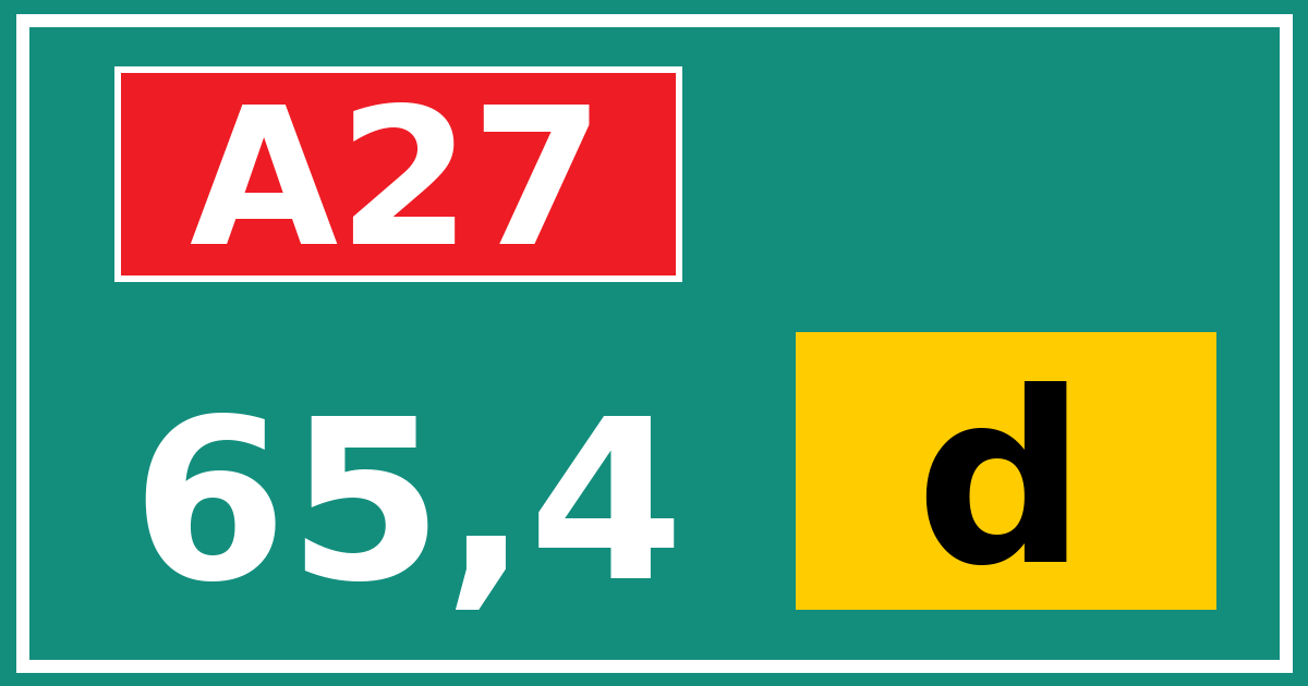 Hectometerbord A27 65,4 letter d