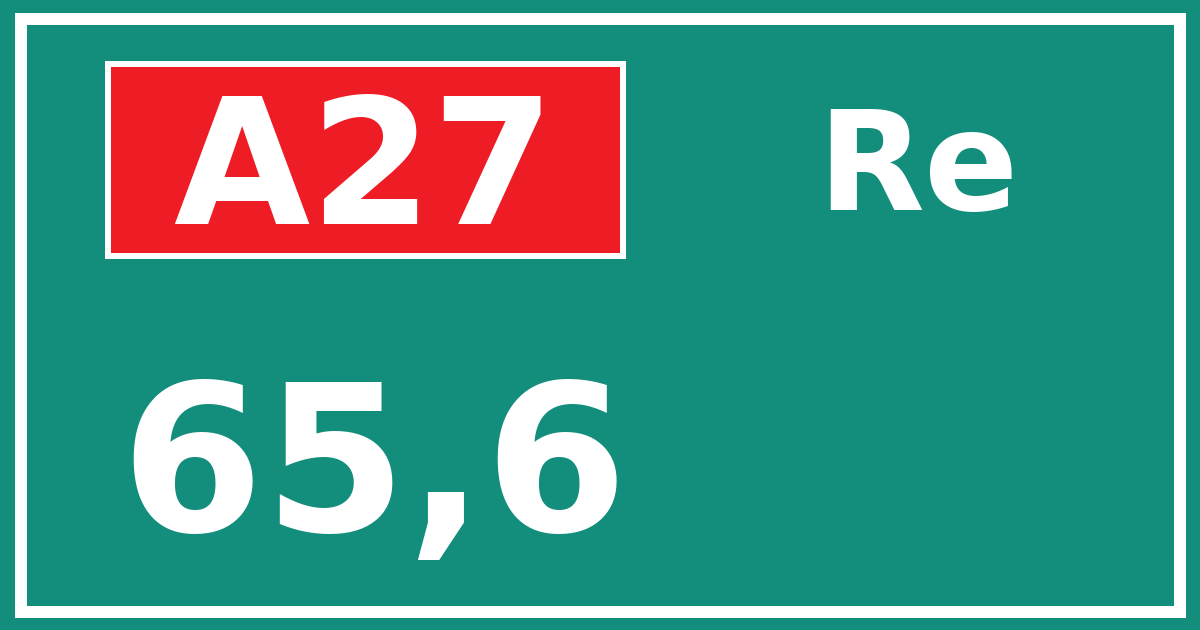 Hectometerbord A27 65,6 zijde Re