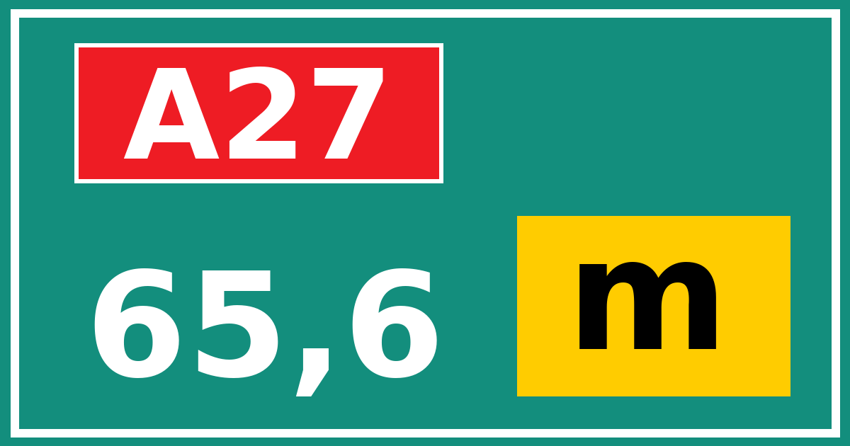 Hectometerbord A27 65,6 letter m