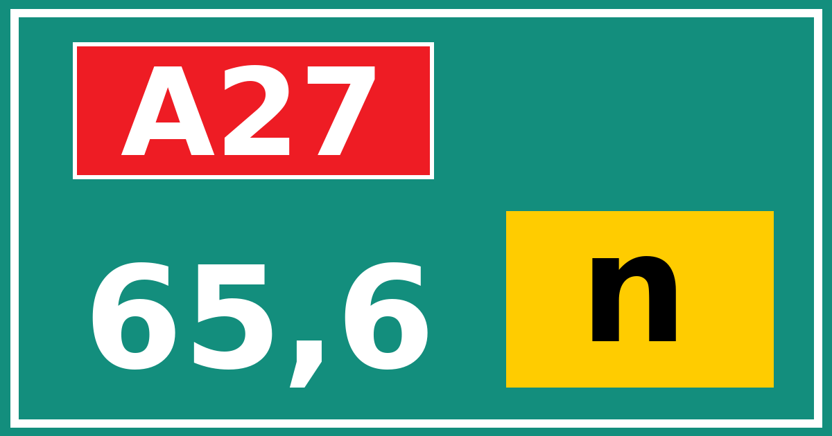 Hectometerbord A27 65,6 letter n