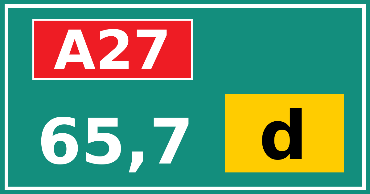 Hectometerbord A27 65,7 letter d