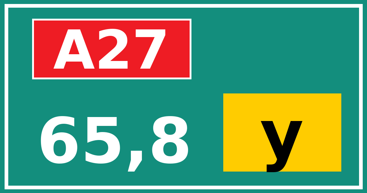 Hectometerbord A27 65,8 letter y