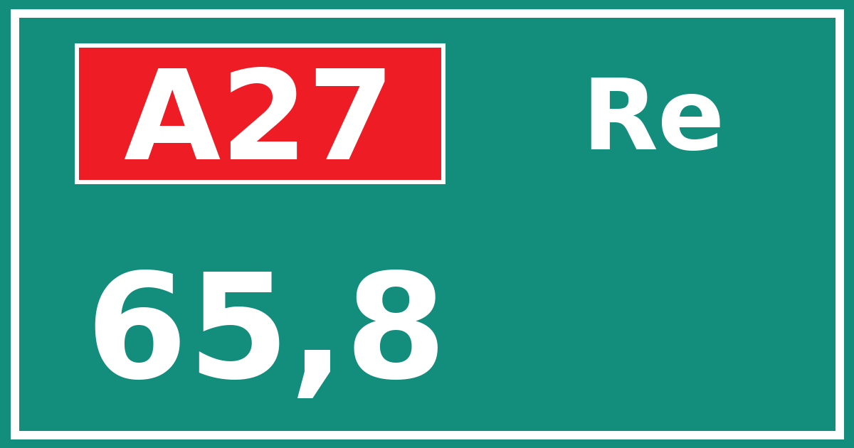 Hectometerbord A27 65,8 zijde Re