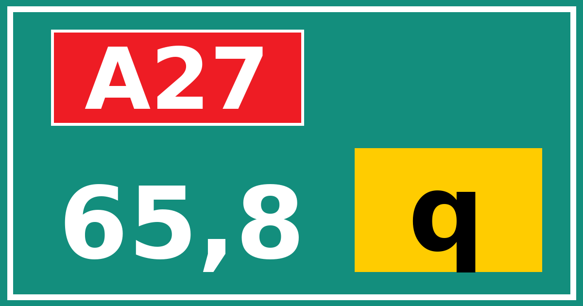 Hectometerbord A27 65,8 letter q