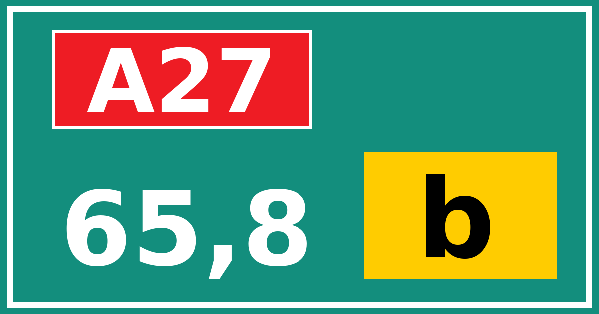 Hectometerbord A27 65,8 letter b