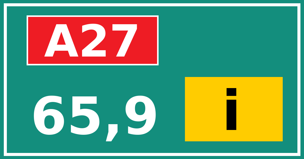 Hectometerbord A27 65,9 letter i
