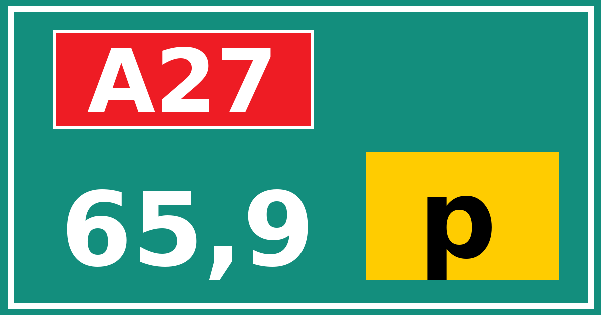 Hectometerbord A27 65,9 letter p