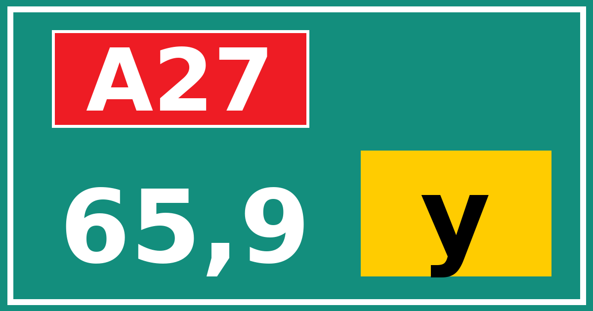 Hectometerbord A27 65,9 letter y