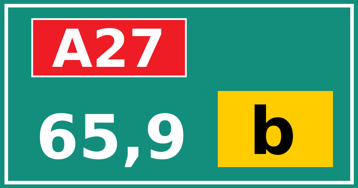 Hectometerbord A27 65,9 letter b