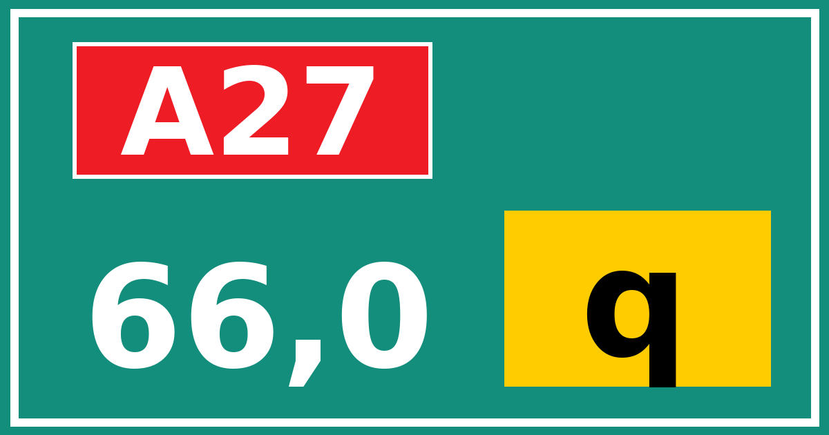 Hectometerbord A27 66,0 letter q