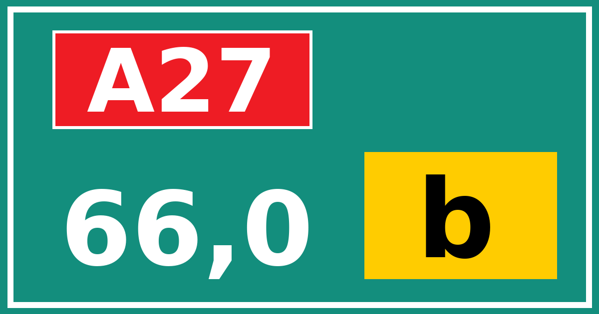 Hectometerbord A27 66,0 letter b