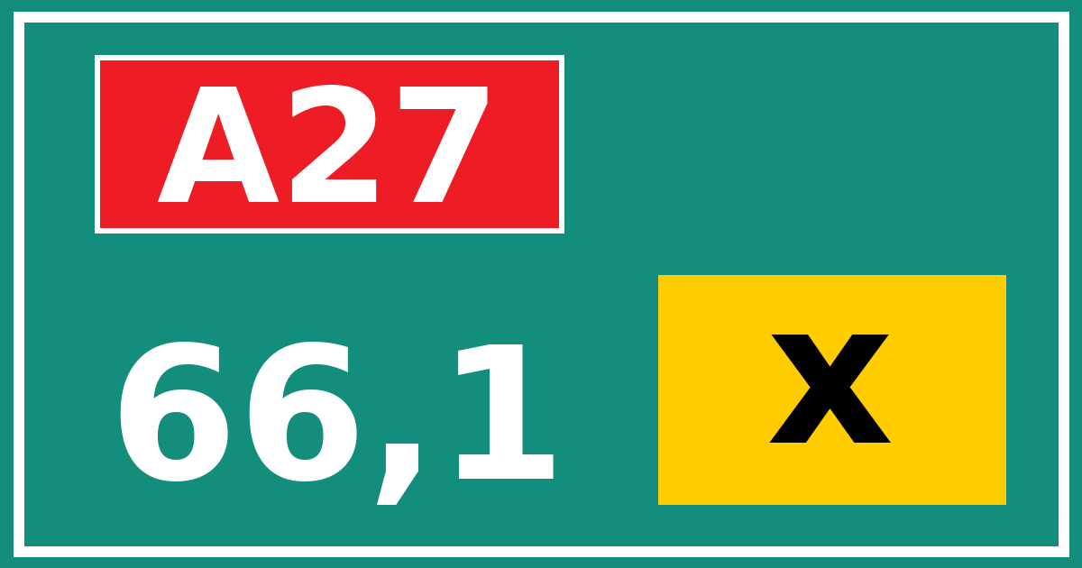 Hectometerbord A27 66,1 letter x