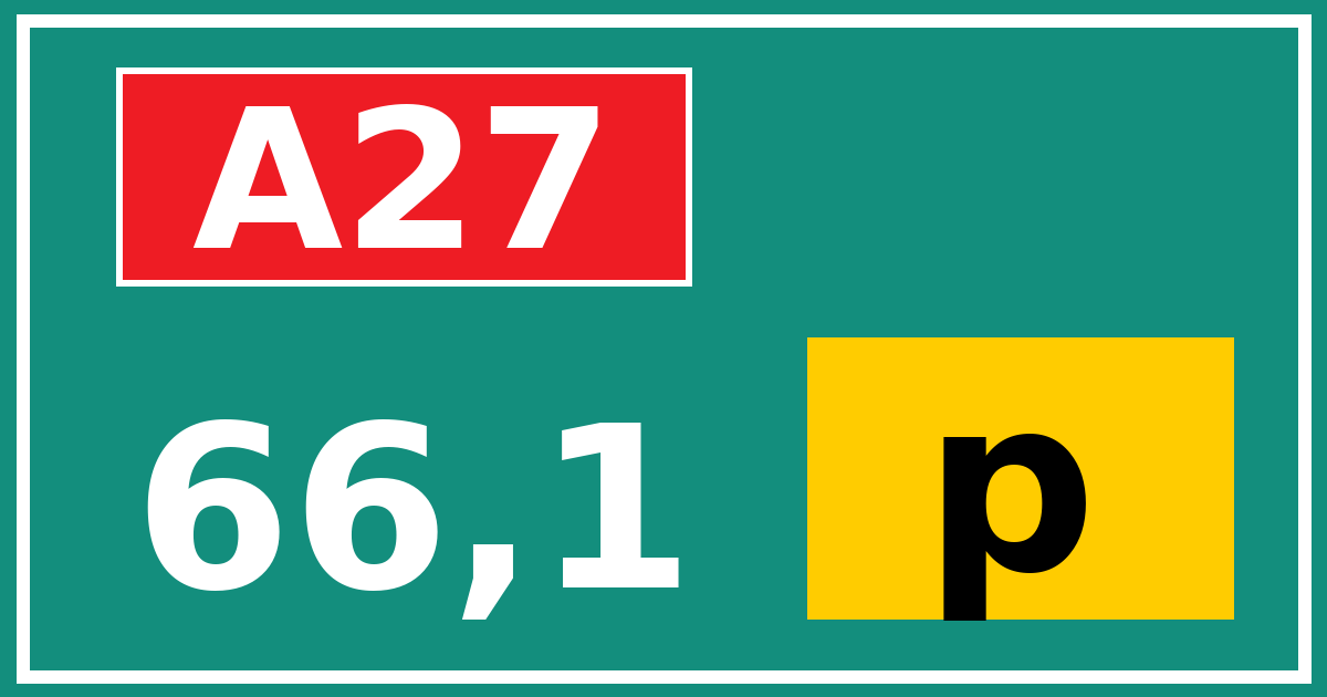Hectometerbord A27 66,1 letter p