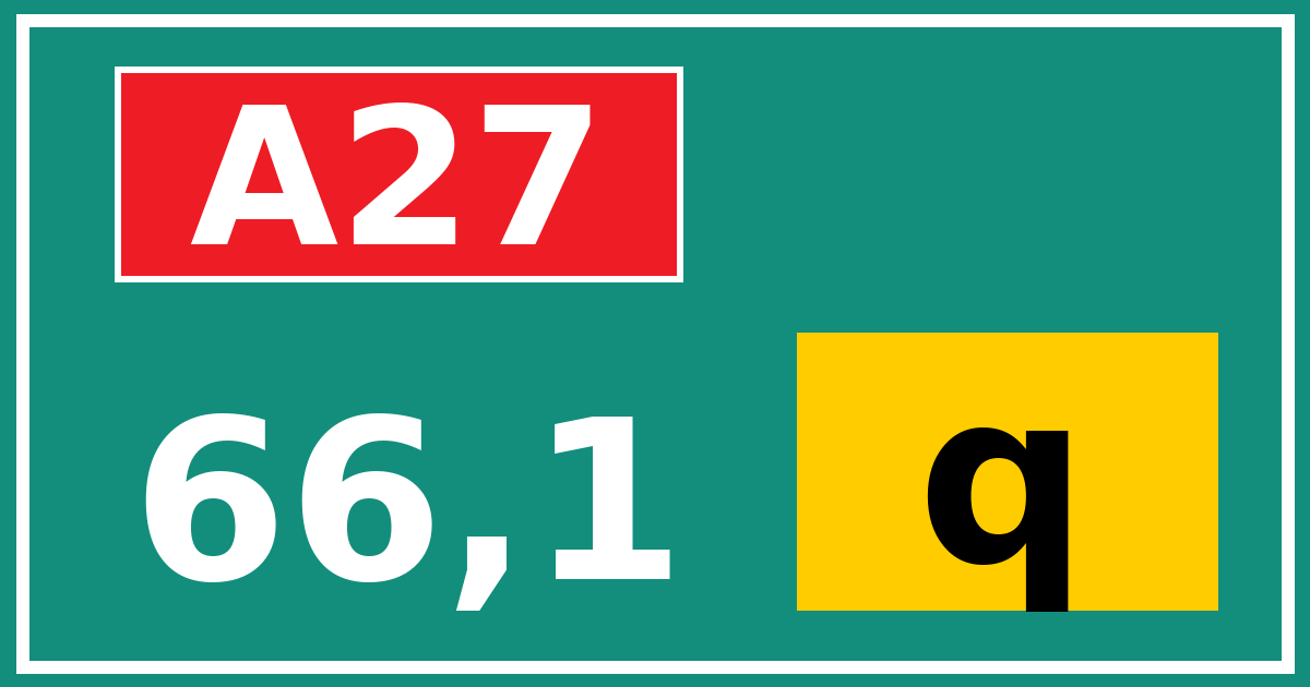 Hectometerbord A27 66,1 letter q