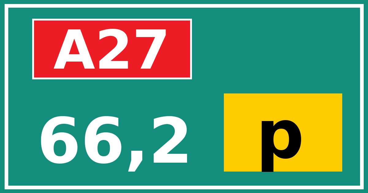 Hectometerbord A27 66,2 letter p