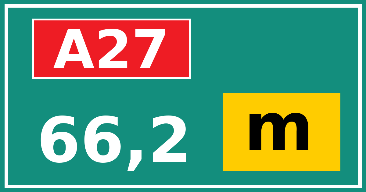 Hectometerbord A27 66,2 letter m