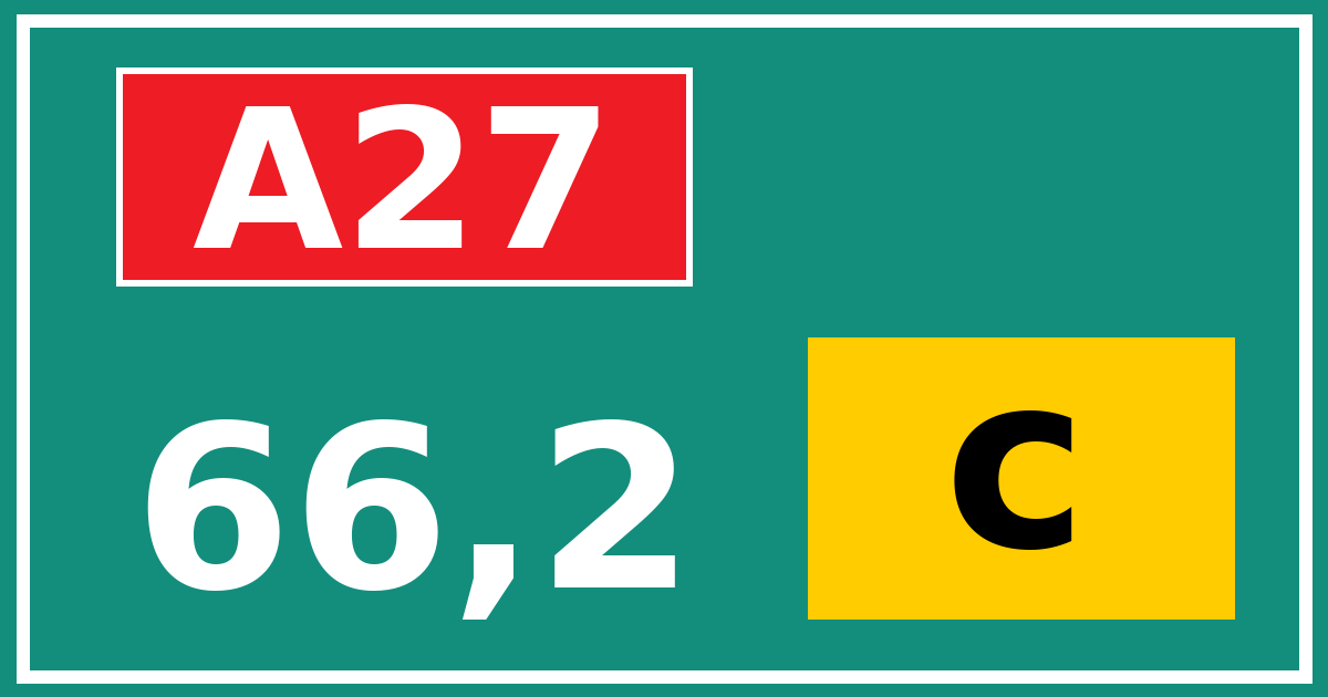 Hectometerbord A27 66,2 letter c