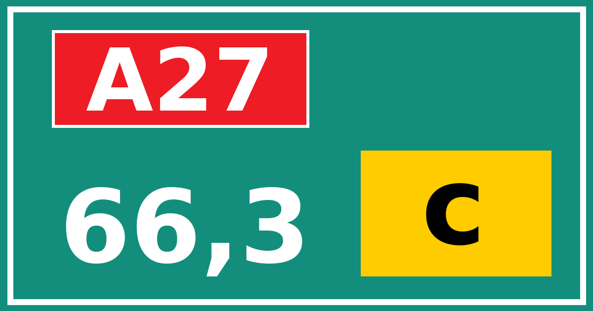 Hectometerbord A27 66,3 letter c