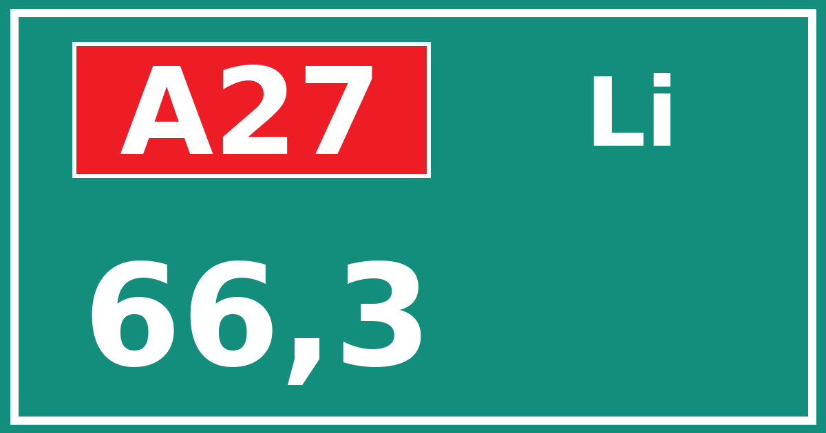 Hectometerbord A27 66,3 zijde Li