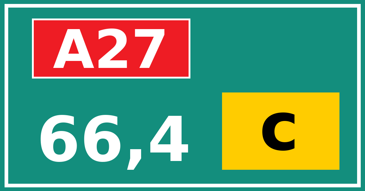 Hectometerbord A27 66,4 letter c