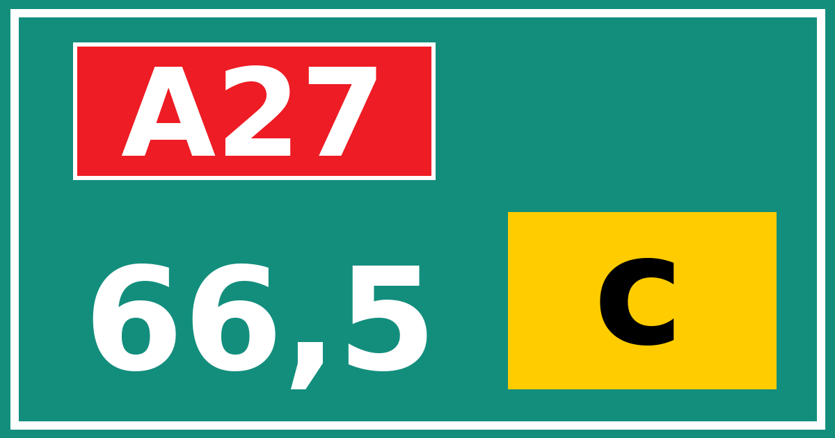 Hectometerbord A27 66,5 letter c