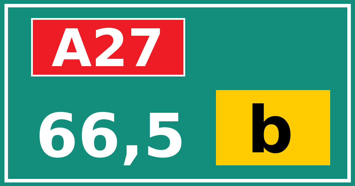 Hectometerbord A27 66,5 letter b