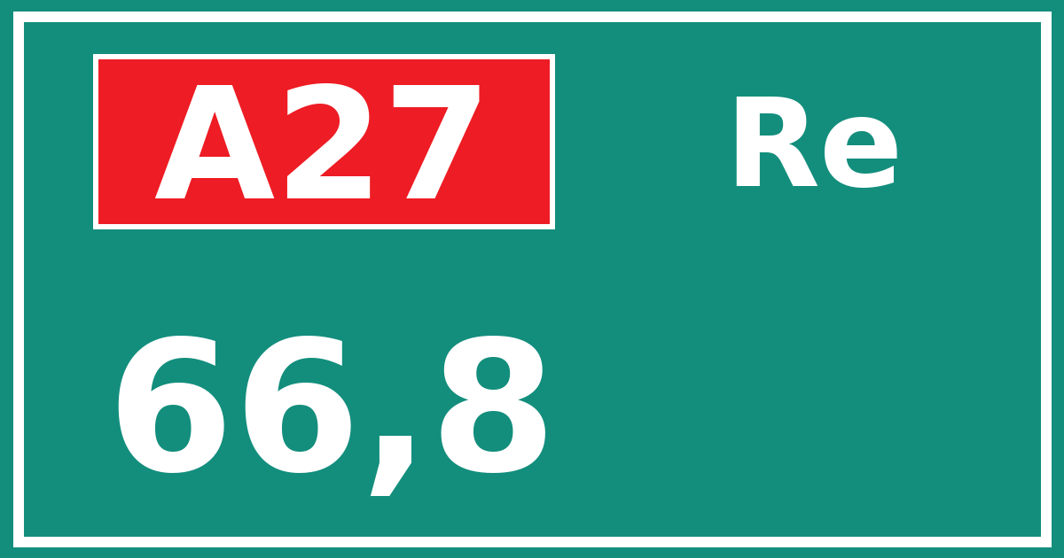 Hectometerbord A27 66,8 zijde Re