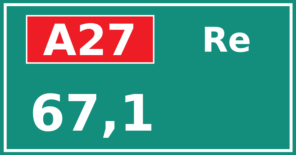 Hectometerbord A27 67,1 zijde Re