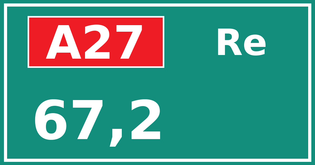 Hectometerbord A27 67,2 zijde Re