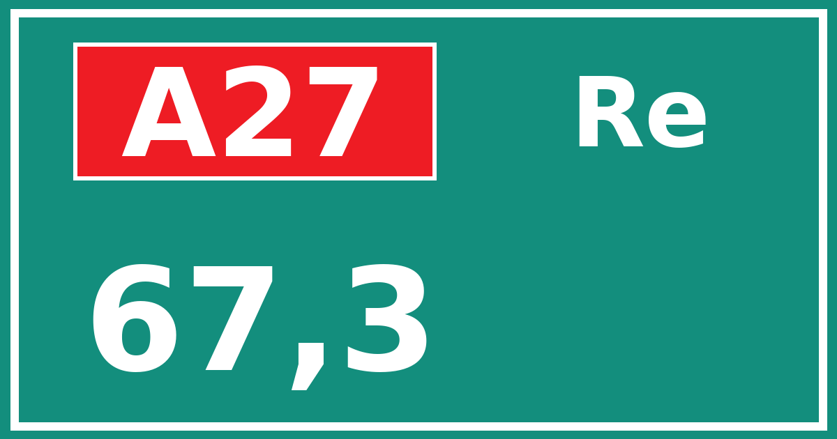 Hectometerbord A27 67,3 zijde Re
