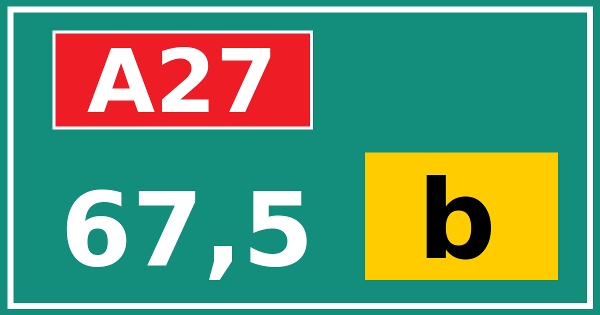 Hectometerbord A27 67,5 letter b