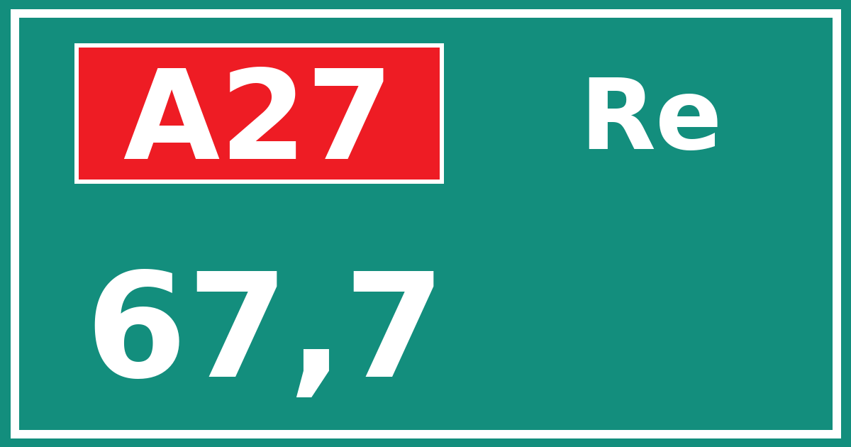 Hectometerbord A27 67,7 zijde Re
