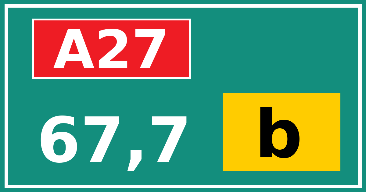 Hectometerbord A27 67,7 letter b