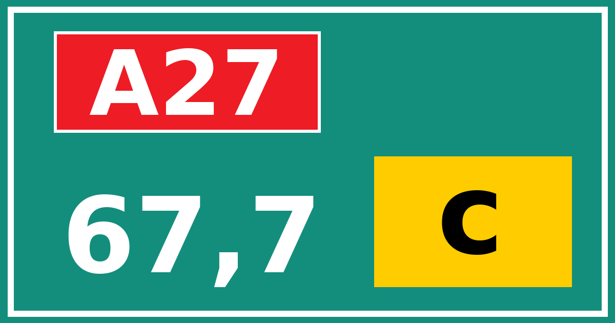 Hectometerbord A27 67,7 letter c