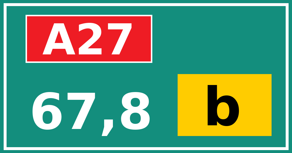 Hectometerbord A27 67,8 letter b