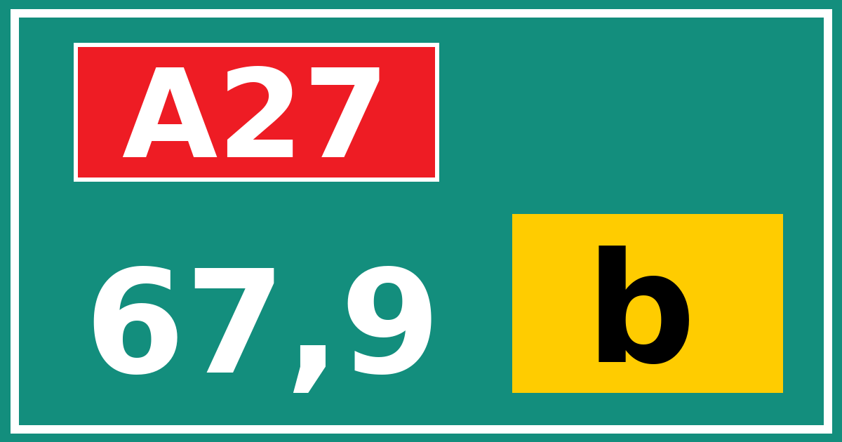 Hectometerbord A27 67,9 letter b