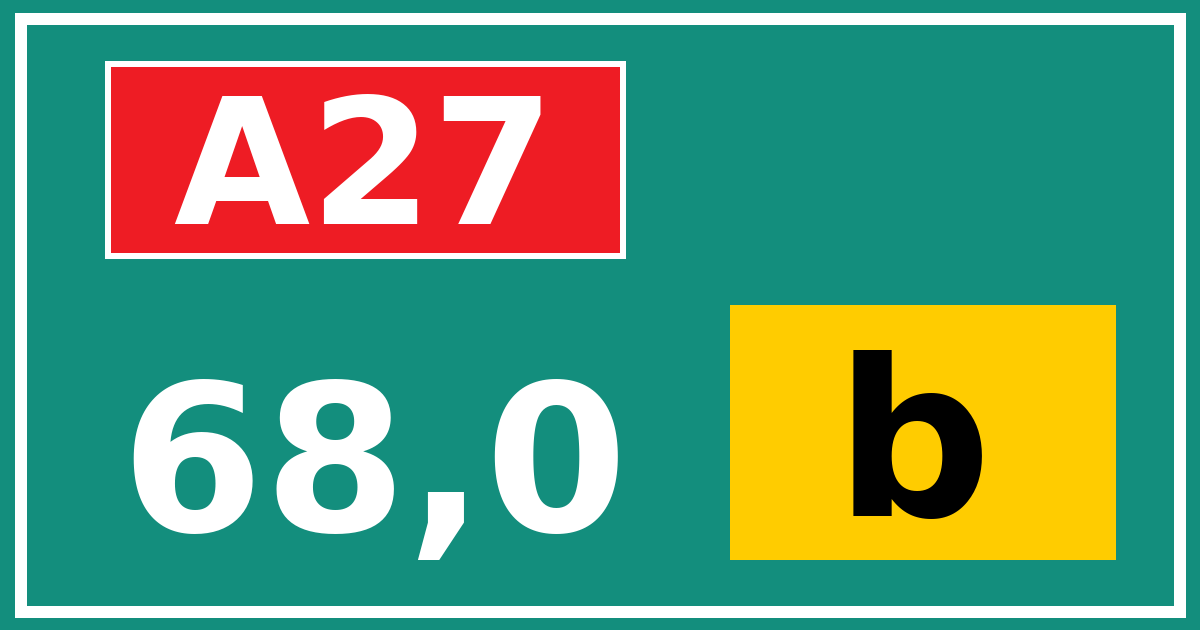 Hectometerbord A27 68,0 letter b