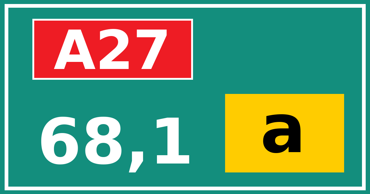 Hectometerbord A27 68,1 letter a