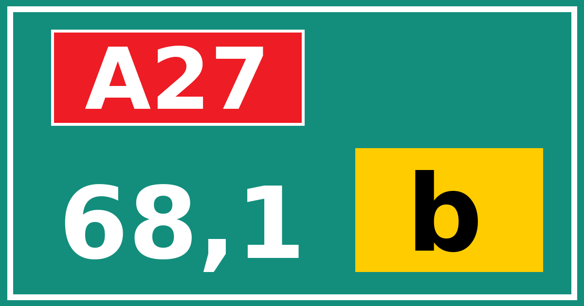 Hectometerbord A27 68,1 letter b