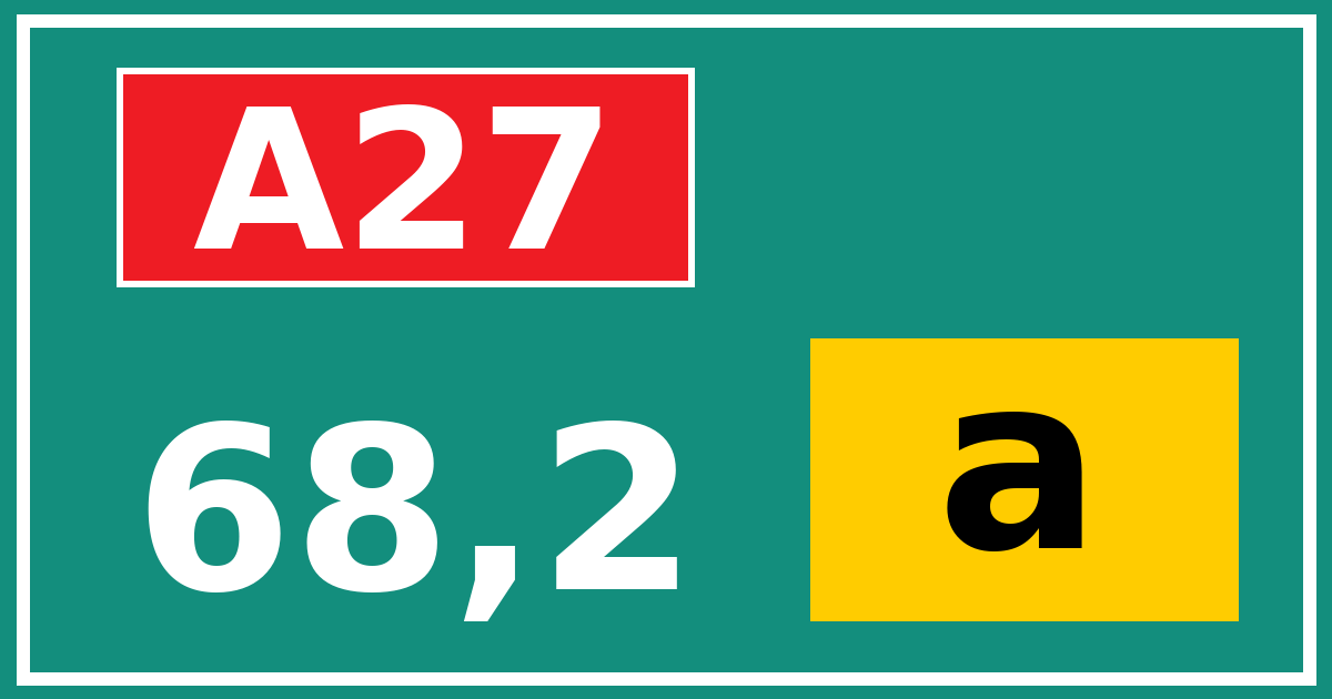 Hectometerbord A27 68,2 letter a